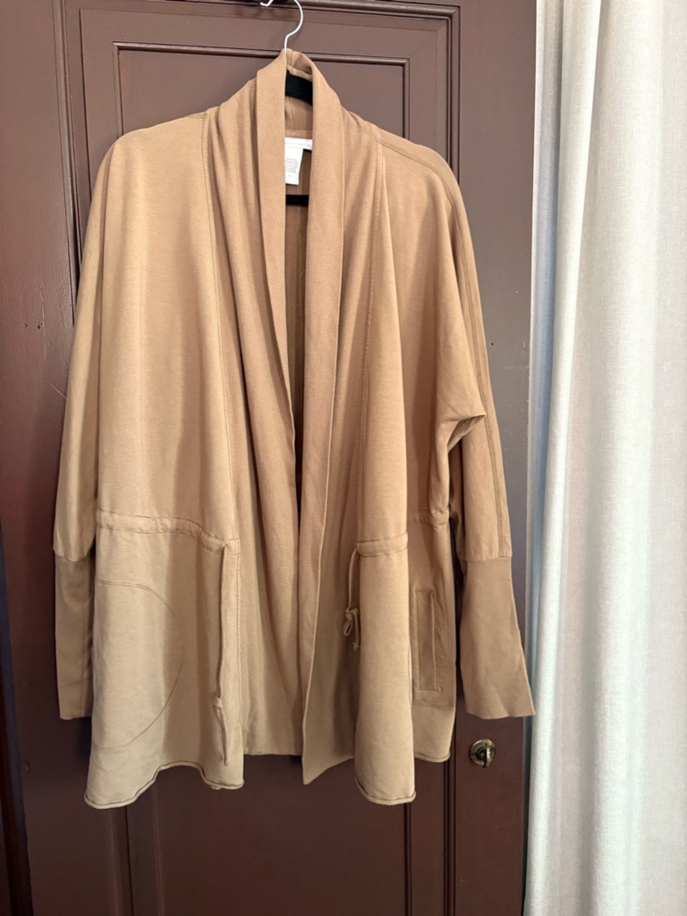 Soft Surroundings cozy open front cardigan sweater sweatshirt Lagenlook beige 2X